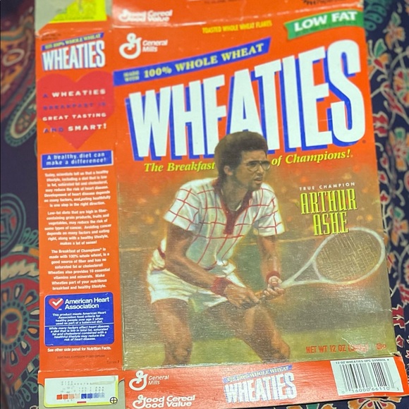 Antique Collectible Vintage. Flattened Wheaties Cereal Box. Arthur Ashe. - Picture 1 of 4